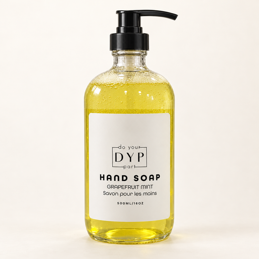 DYP Grapefruit Mint Hand Soap, 500 mL glass pump bottle